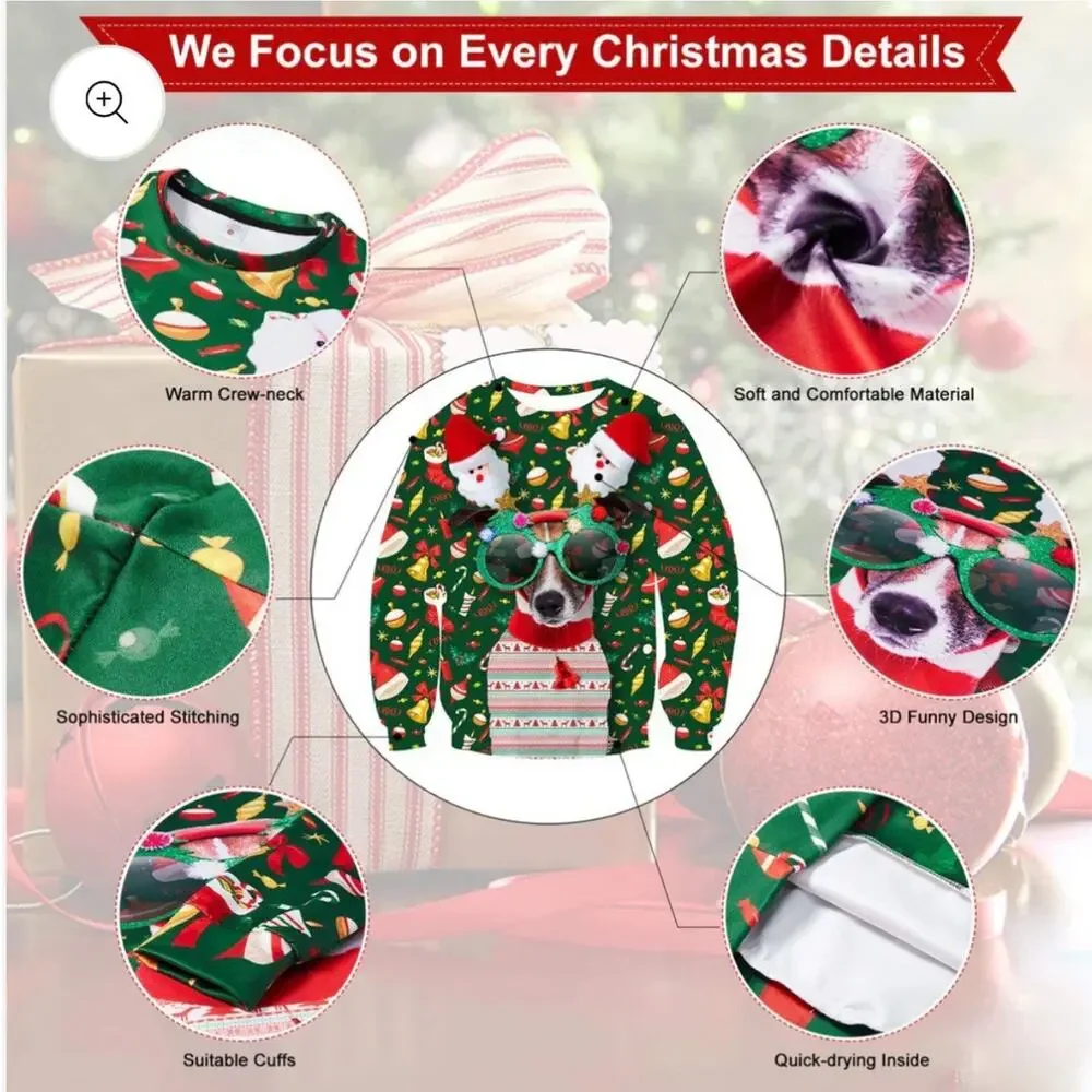 Sunglasses Dog Ugly Christmas Pullover Women’s M New
